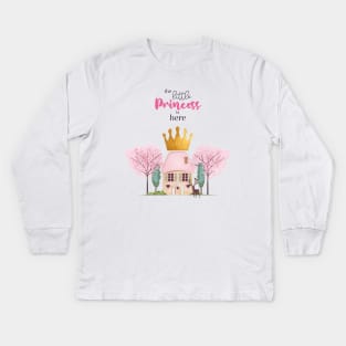 Crowned Pink Fairy Castle for the Little Princess Kids Long Sleeve T-Shirt